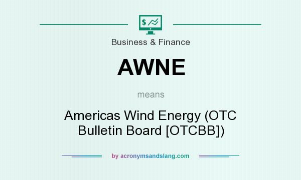 What does AWNE mean? It stands for Americas Wind Energy (OTC Bulletin Board [OTCBB])