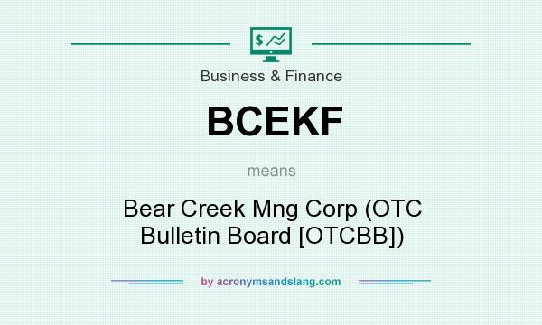 What does BCEKF mean? It stands for Bear Creek Mng Corp (OTC Bulletin Board [OTCBB])