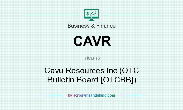 What does CAVR mean? It stands for Cavu Resources Inc (OTC Bulletin Board [OTCBB])
