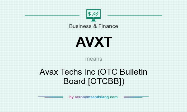 What does AVXT mean? It stands for Avax Techs Inc (OTC Bulletin Board [OTCBB])