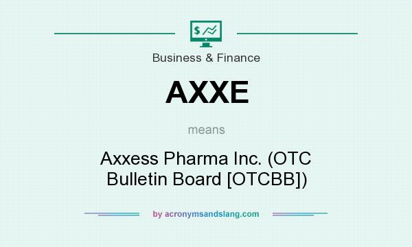 What does AXXE mean? It stands for Axxess Pharma Inc. (OTC Bulletin Board [OTCBB])