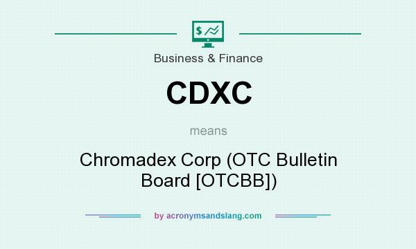 What does CDXC mean? It stands for Chromadex Corp (OTC Bulletin Board [OTCBB])