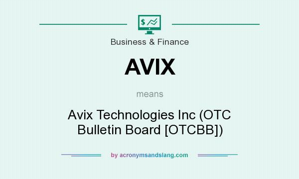 What does AVIX mean? It stands for Avix Technologies Inc (OTC Bulletin Board [OTCBB])