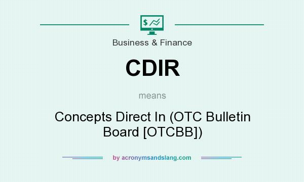 What does CDIR mean? It stands for Concepts Direct In (OTC Bulletin Board [OTCBB])