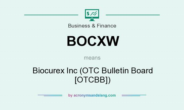 What does BOCXW mean? It stands for Biocurex Inc (OTC Bulletin Board [OTCBB])