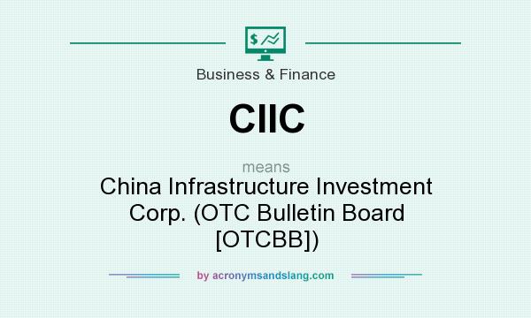 What does CIIC mean? It stands for China Infrastructure Investment Corp. (OTC Bulletin Board [OTCBB])