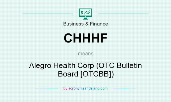 What does CHHHF mean? It stands for Alegro Health Corp (OTC Bulletin Board [OTCBB])