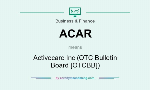 What does ACAR mean? It stands for Activecare Inc (OTC Bulletin Board [OTCBB])