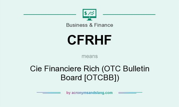 What does CFRHF mean? It stands for Cie Financiere Rich (OTC Bulletin Board [OTCBB])