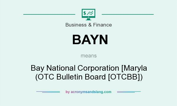 What does BAYN mean? It stands for Bay National Corporation [Maryla (OTC Bulletin Board [OTCBB])
