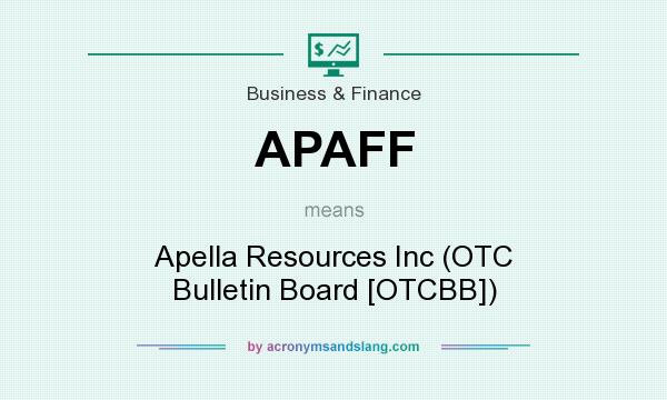 What does APAFF mean? It stands for Apella Resources Inc (OTC Bulletin Board [OTCBB])