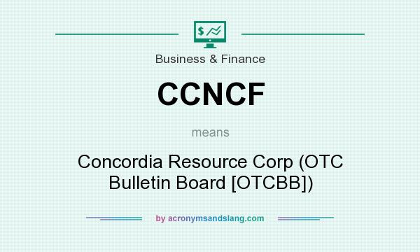 What does CCNCF mean? It stands for Concordia Resource Corp (OTC Bulletin Board [OTCBB])