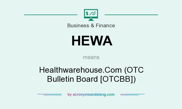 What does HEWA mean? It stands for Healthwarehouse.Com (OTC Bulletin Board [OTCBB])