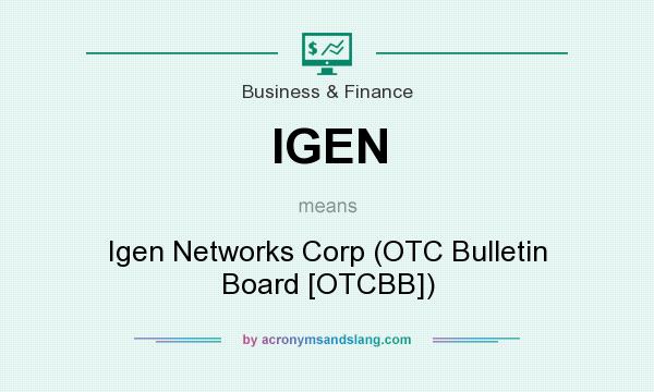 What does IGEN mean? It stands for Igen Networks Corp (OTC Bulletin Board [OTCBB])