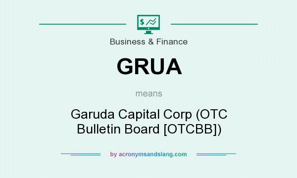 What does GRUA mean? It stands for Garuda Capital Corp (OTC Bulletin Board [OTCBB])