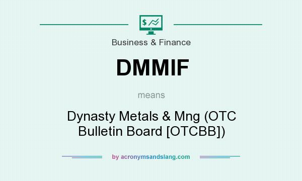What does DMMIF mean? It stands for Dynasty Metals & Mng (OTC Bulletin Board [OTCBB])