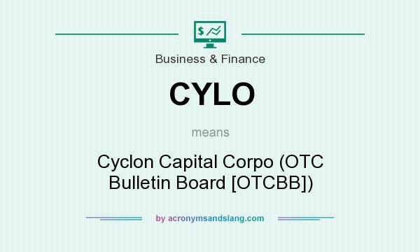 What does CYLO mean? It stands for Cyclon Capital Corpo (OTC Bulletin Board [OTCBB])