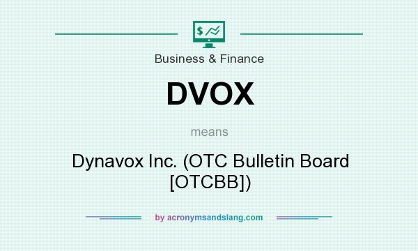 What does DVOX mean? It stands for Dynavox Inc. (OTC Bulletin Board [OTCBB])