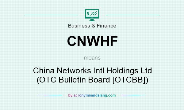 What does CNWHF mean? It stands for China Networks Intl Holdings Ltd (OTC Bulletin Board [OTCBB])