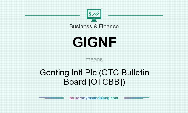 What does GIGNF mean? It stands for Genting Intl Plc (OTC Bulletin Board [OTCBB])