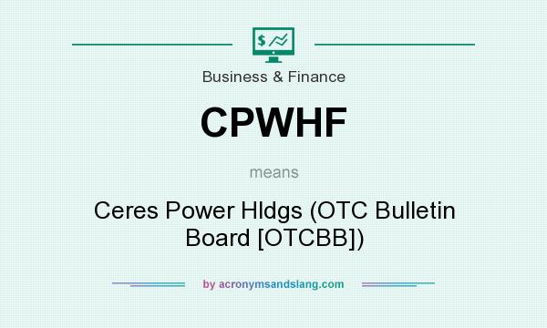 What does CPWHF mean? It stands for Ceres Power Hldgs (OTC Bulletin Board [OTCBB])