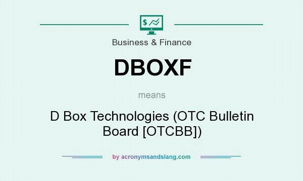 What does DBOXF mean? It stands for D Box Technologies (OTC Bulletin Board [OTCBB])