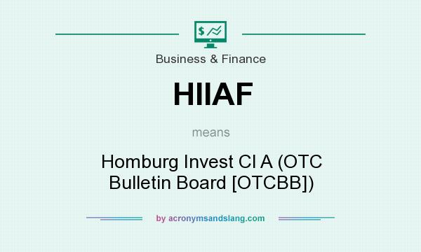 What does HIIAF mean? It stands for Homburg Invest Cl A (OTC Bulletin Board [OTCBB])