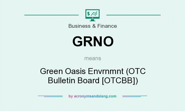 What does GRNO mean? It stands for Green Oasis Envrnmnt (OTC Bulletin Board [OTCBB])