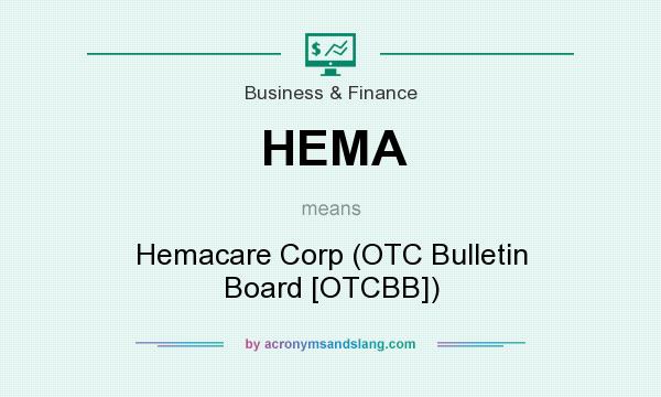 What does HEMA mean? It stands for Hemacare Corp (OTC Bulletin Board [OTCBB])