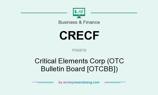 What does CRECF mean? It stands for Critical Elements Corp (OTC Bulletin Board [OTCBB])
