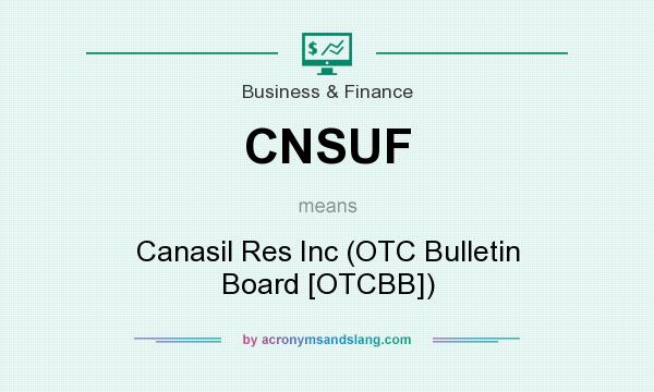 What does CNSUF mean? It stands for Canasil Res Inc (OTC Bulletin Board [OTCBB])