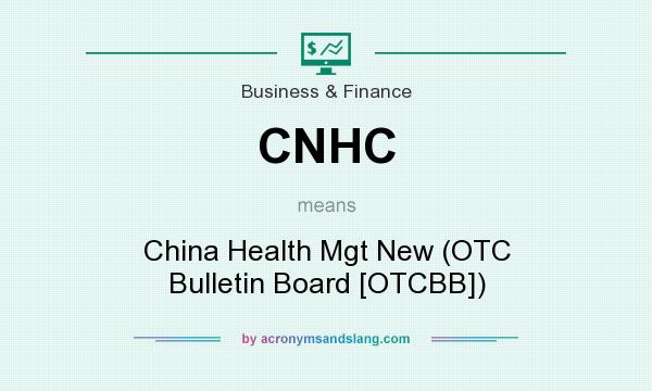 What does CNHC mean? It stands for China Health Mgt New (OTC Bulletin Board [OTCBB])