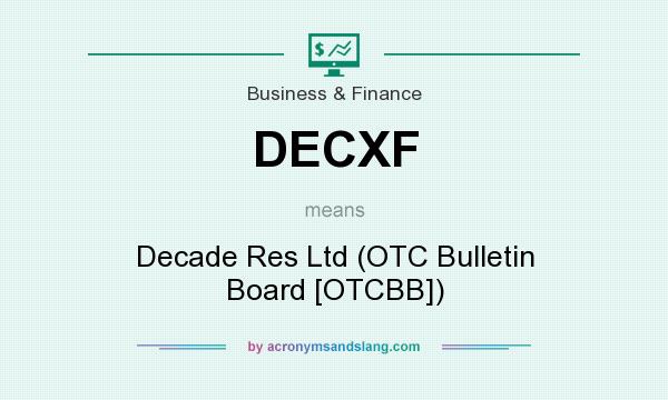 What does DECXF mean? It stands for Decade Res Ltd (OTC Bulletin Board [OTCBB])