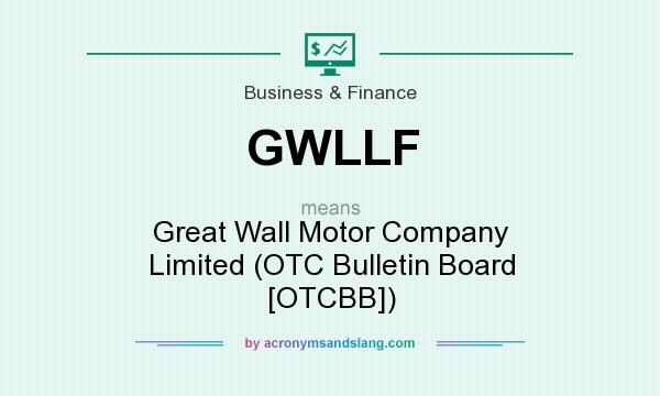 What does GWLLF mean? It stands for Great Wall Motor Company Limited (OTC Bulletin Board [OTCBB])