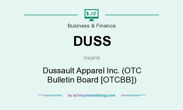What does DUSS mean? It stands for Dussault Apparel Inc. (OTC Bulletin Board [OTCBB])