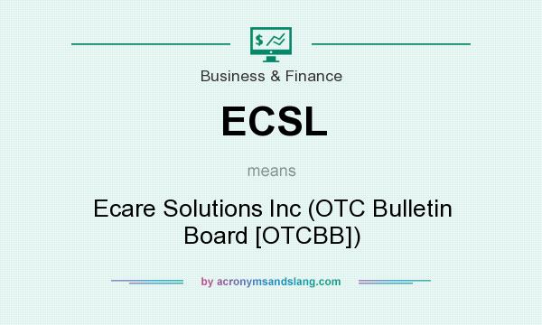 What does ECSL mean? It stands for Ecare Solutions Inc (OTC Bulletin Board [OTCBB])