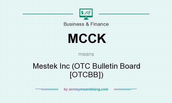 What does MCCK mean? It stands for Mestek Inc (OTC Bulletin Board [OTCBB])