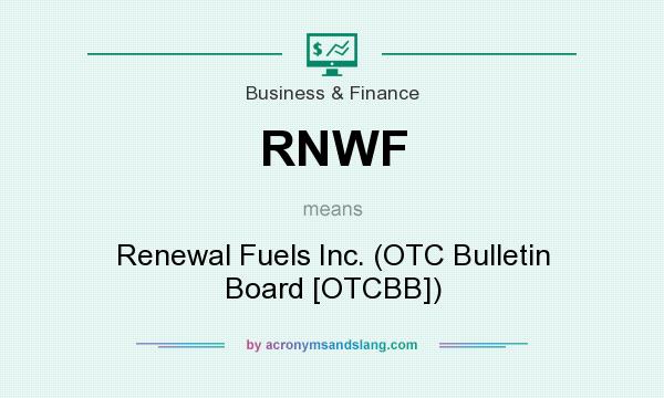 What does RNWF mean? It stands for Renewal Fuels Inc. (OTC Bulletin Board [OTCBB])