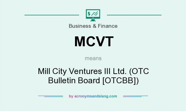 What does MCVT mean? It stands for Mill City Ventures III Ltd. (OTC Bulletin Board [OTCBB])