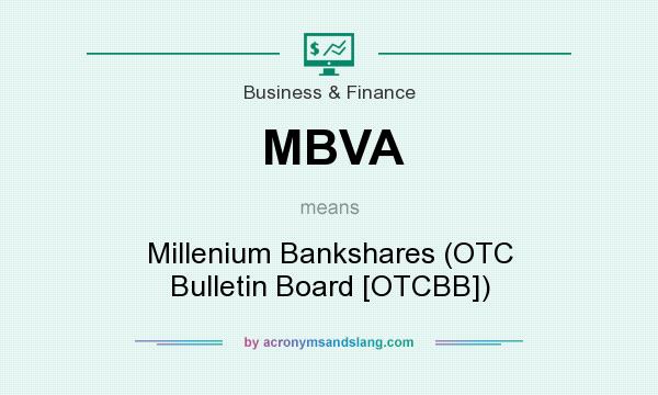 What does MBVA mean? It stands for Millenium Bankshares (OTC Bulletin Board [OTCBB])