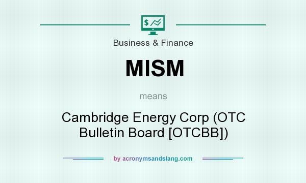 What does MISM mean? It stands for Cambridge Energy Corp (OTC Bulletin Board [OTCBB])
