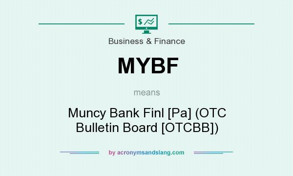 What does MYBF mean? It stands for Muncy Bank Finl [Pa] (OTC Bulletin Board [OTCBB])