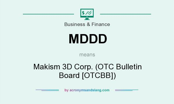 What does MDDD mean? It stands for Makism 3D Corp. (OTC Bulletin Board [OTCBB])