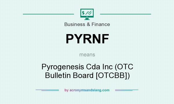 What does PYRNF mean? It stands for Pyrogenesis Cda Inc (OTC Bulletin Board [OTCBB])