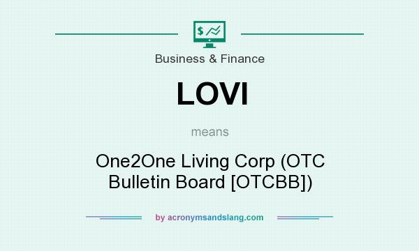 What does LOVI mean? It stands for One2One Living Corp (OTC Bulletin Board [OTCBB])