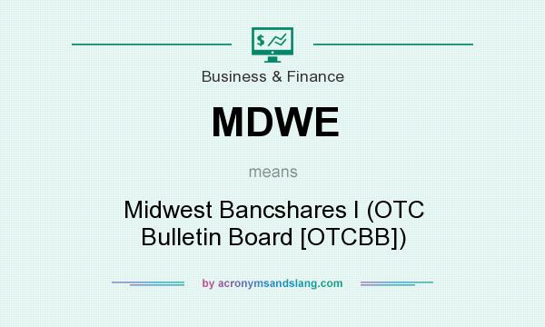 What does MDWE mean? It stands for Midwest Bancshares I (OTC Bulletin Board [OTCBB])