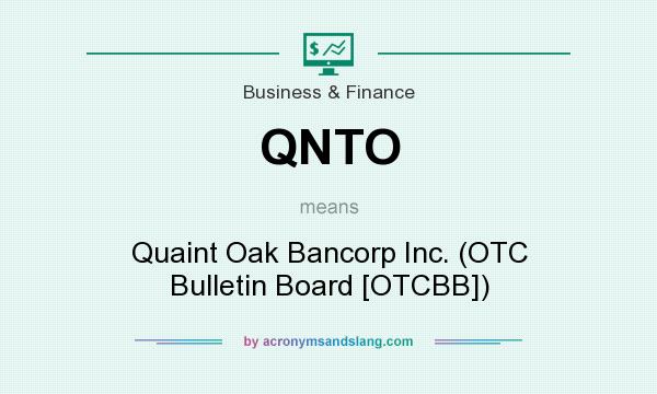 What does QNTO mean? It stands for Quaint Oak Bancorp Inc. (OTC Bulletin Board [OTCBB])