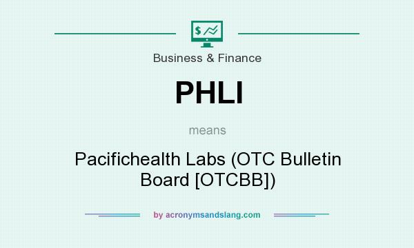 What does PHLI mean? It stands for Pacifichealth Labs (OTC Bulletin Board [OTCBB])