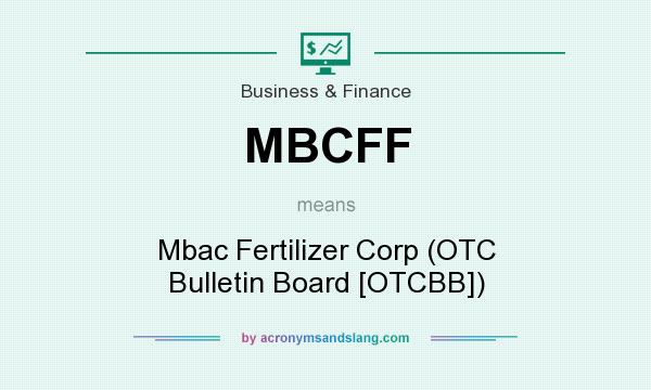 What does MBCFF mean? It stands for Mbac Fertilizer Corp (OTC Bulletin Board [OTCBB])