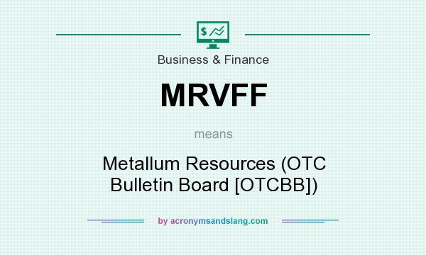 What does MRVFF mean? It stands for Metallum Resources (OTC Bulletin Board [OTCBB])
